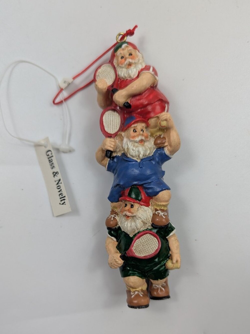 Stacked 3D Tennis Santa Claus Resin Christmas Ornament